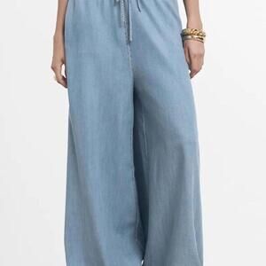 Mango Siros Pull-On Wide Leg Denim Pants